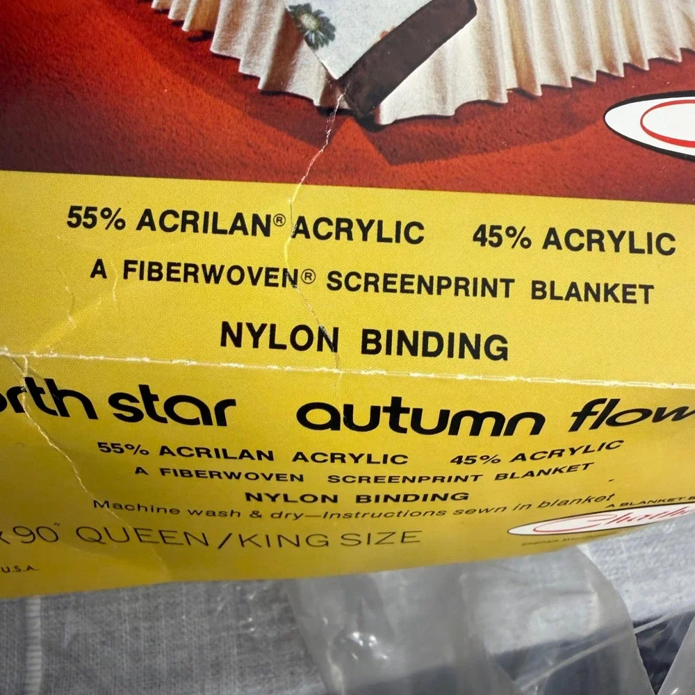 Vintage Chatham North Star Autumn Flowers Blanket Queen King Satin Edge‎ Floral